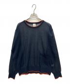 6(ROKU) BEAUTY&YOUTHロク ビューティーアンドユース）の古着「LINE COLOR CREW NECK KNIT」｜ネイビー