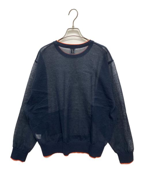 6(ROKU) BEAUTY&YOUTH（ロク ビューティーアンドユース）6(ROKU) BEAUTY&YOUTH (ロク ビューティーアンドユース) LINE COLOR CREW NECK KNIT ネイビー サイズ:FREEの古着・服飾アイテム