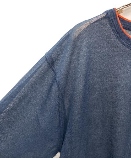 6(ROKU) BEAUTY&YOUTH（ロク ビューティーアンドユース）6(ROKU) BEAUTY&YOUTH (ロク ビューティーアンドユース) LINE COLOR CREW NECK KNIT ネイビー サイズ:FREEの古着・服飾アイテム