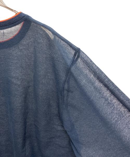6(ROKU) BEAUTY&YOUTH（ロク ビューティーアンドユース）6(ROKU) BEAUTY&YOUTH (ロク ビューティーアンドユース) LINE COLOR CREW NECK KNIT ネイビー サイズ:FREEの古着・服飾アイテム