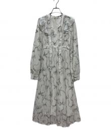 Rose Muse（ロゼミューズ）の古着「ribbon pattern pleated dress」｜ホワイト