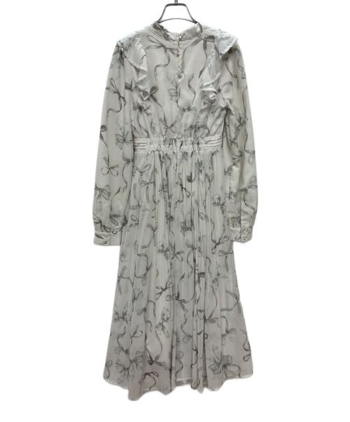 Rose Muse（ロゼミューズ）rose muse (ロゼミューズ) ribbon pattern pleated dress ホワイト サイズ:Sの古着・服飾アイテム