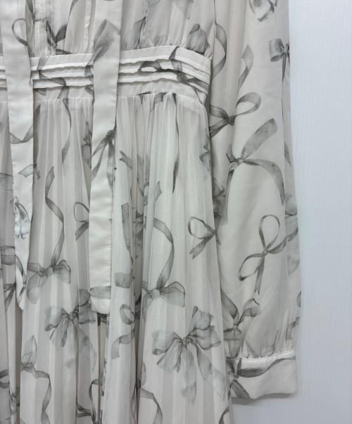 Rose Muse（ロゼミューズ）rose muse (ロゼミューズ) ribbon pattern pleated dress ホワイト サイズ:Sの古着・服飾アイテム