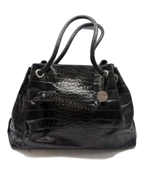 FURLA（フルラ）FURLA (フルラ) 型押し トートバッグ ブラックの古着・服飾アイテム