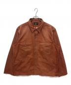 RRLダブルアールエル）の古着「Embroidered Herringbone Twill Overshirt - Brown」｜ブラウン