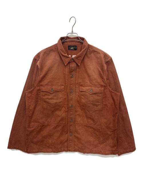 RRL（ダブルアールエル）RRL (ダブルアールエル) Embroidered Herringbone Twill Overshirt - Brown ブラウン サイズ:XXLの古着・服飾アイテム