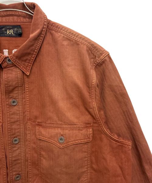 RRL（ダブルアールエル）RRL (ダブルアールエル) Embroidered Herringbone Twill Overshirt - Brown ブラウン サイズ:XXLの古着・服飾アイテム