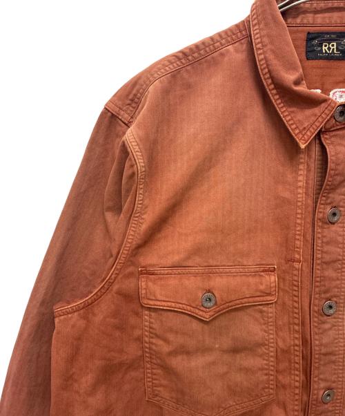RRL（ダブルアールエル）RRL (ダブルアールエル) Embroidered Herringbone Twill Overshirt - Brown ブラウン サイズ:XXLの古着・服飾アイテム