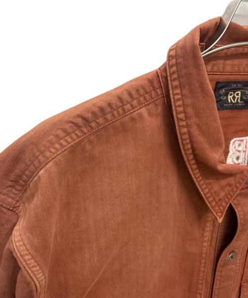 RRL（ダブルアールエル）RRL (ダブルアールエル) Embroidered Herringbone Twill Overshirt - Brown ブラウン サイズ:XXLの古着・服飾アイテム