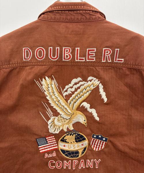 RRL（ダブルアールエル）RRL (ダブルアールエル) Embroidered Herringbone Twill Overshirt - Brown ブラウン サイズ:XXLの古着・服飾アイテム