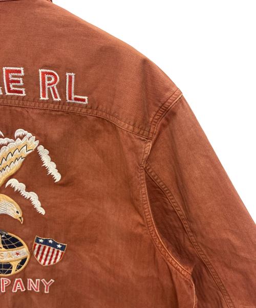 RRL（ダブルアールエル）RRL (ダブルアールエル) Embroidered Herringbone Twill Overshirt - Brown ブラウン サイズ:XXLの古着・服飾アイテム