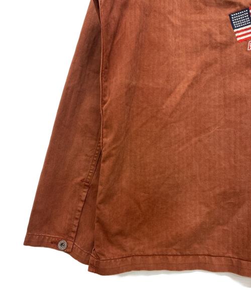 RRL（ダブルアールエル）RRL (ダブルアールエル) Embroidered Herringbone Twill Overshirt - Brown ブラウン サイズ:XXLの古着・服飾アイテム