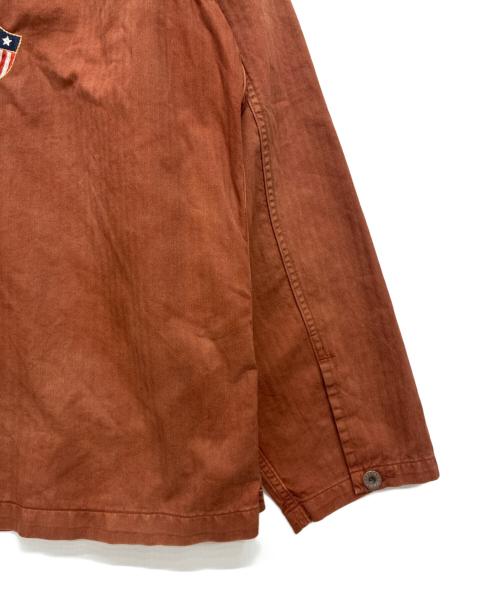 RRL（ダブルアールエル）RRL (ダブルアールエル) Embroidered Herringbone Twill Overshirt - Brown ブラウン サイズ:XXLの古着・服飾アイテム