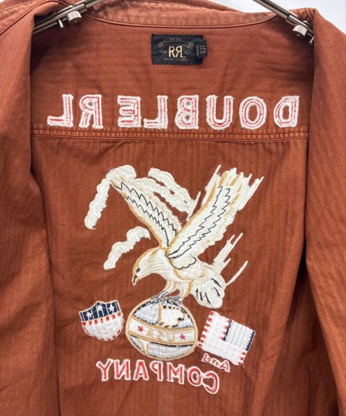 RRL（ダブルアールエル）RRL (ダブルアールエル) Embroidered Herringbone Twill Overshirt - Brown ブラウン サイズ:XXLの古着・服飾アイテム
