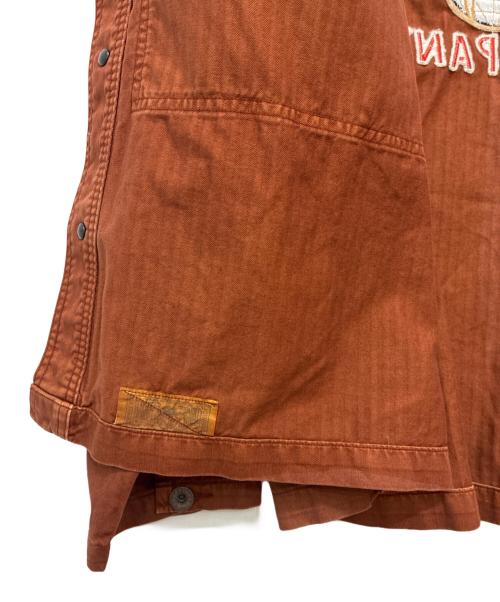 RRL（ダブルアールエル）RRL (ダブルアールエル) Embroidered Herringbone Twill Overshirt - Brown ブラウン サイズ:XXLの古着・服飾アイテム