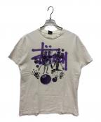 stussyステューシー）の古着「半袖Tシャツ」｜ホワイト×パープル
