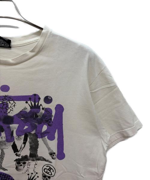 stussy（ステューシー）stussy (ステューシー) 半袖Tシャツ ホワイト×パープル サイズ:Lの古着・服飾アイテム