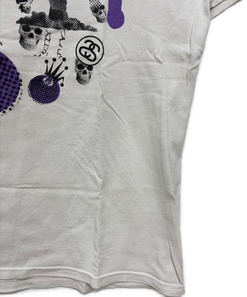 stussy（ステューシー）stussy (ステューシー) 半袖Tシャツ ホワイト×パープル サイズ:Lの古着・服飾アイテム