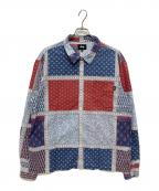 stussyステューシー）の古着「Paisley Patchwork L/S Shirt」｜ブルー×レッド