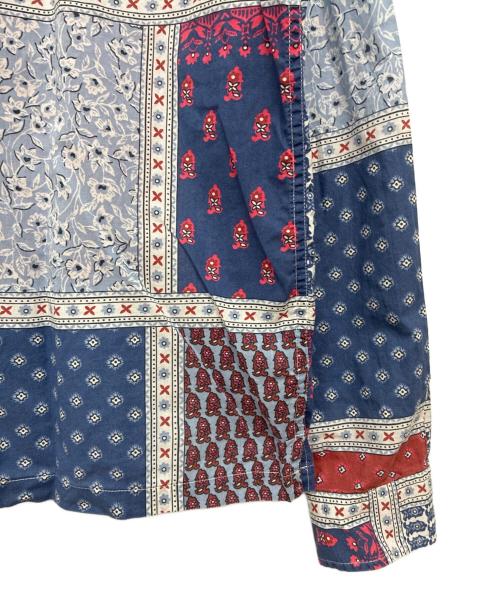 stussy（ステューシー）stussy (ステューシー) Paisley Patchwork L/S Shirt ブルー×レッド サイズ:XLの古着・服飾アイテム