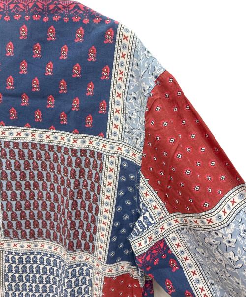 stussy（ステューシー）stussy (ステューシー) Paisley Patchwork L/S Shirt ブルー×レッド サイズ:XLの古着・服飾アイテム
