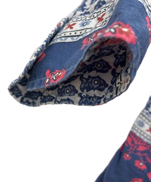 stussy（ステューシー）stussy (ステューシー) Paisley Patchwork L/S Shirt ブルー×レッド サイズ:XLの古着・服飾アイテム