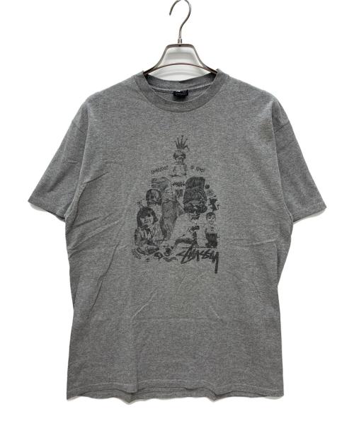 stussy（ステューシー）stussy (ステューシー) 00s メキシコ製 OLD KNOWLEDGE KING 半袖Tシャツ グレー サイズ:Lの古着・服飾アイテム