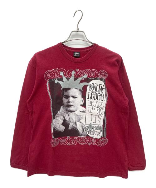 stussy（ステューシー）stussy (ステューシー) 00s メキシコ製 OLD L/S KIDS 長袖カットソー レッド サイズ:Lの古着・服飾アイテム