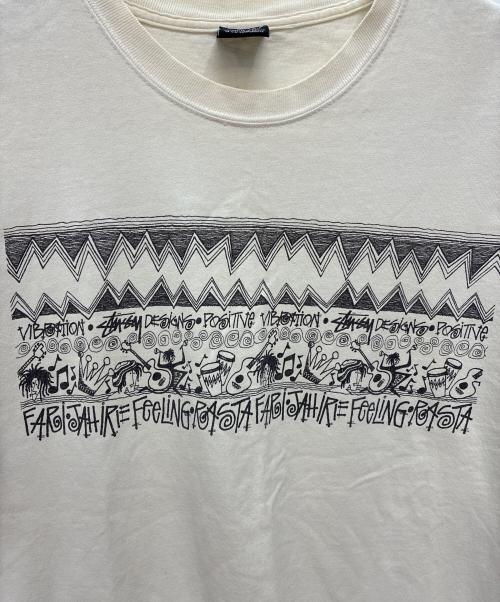 stussy（ステューシー）stussy (ステューシー) RASTA TOM TOM 半袖Tシャツ ホワイト×ブラック サイズ:Lの古着・服飾アイテム