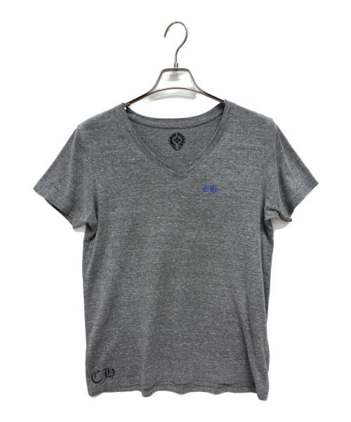 CHROME HEARTS（クロムハーツ）CHROME HEARTS (クロムハーツ) サークルロゴプリント Vネック Tシャツ グレー サイズ:XLの古着・服飾アイテム