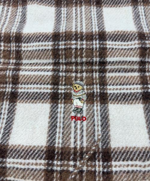 POLO RALPH LAUREN（ポロ・ラルフローレン）POLO RALPH LAUREN (ポロ・ラルフローレン) マフラー ブラウン×ホワイトの古着・服飾アイテム