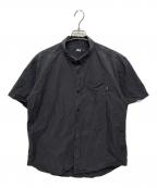 stussyステューシー）の古着「ストライプ半袖シャツ」｜ブラック×ホワイト