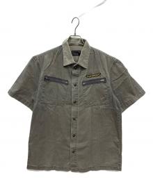 stussy（ステューシー）の古着「ロゴワッペンワークシャツ」｜カーキ