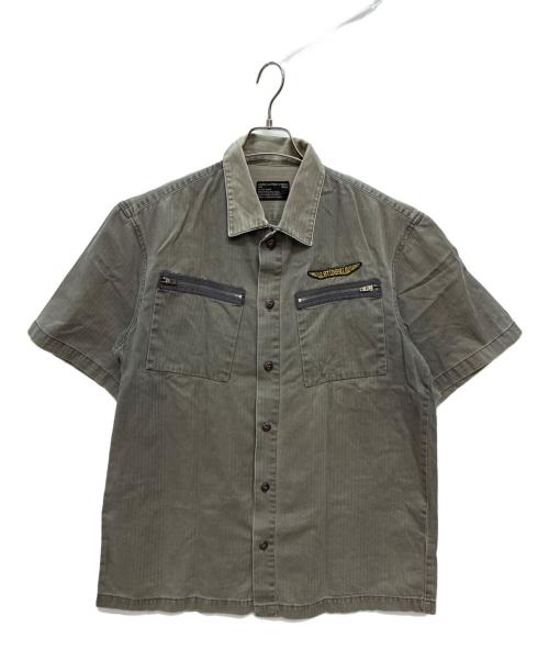 stussy（ステューシー）stussy (ステューシー) ロゴワッペンワークシャツ カーキ サイズ:Lの古着・服飾アイテム