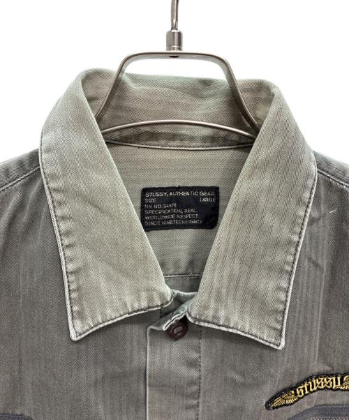 stussy（ステューシー）stussy (ステューシー) ロゴワッペンワークシャツ カーキ サイズ:Lの古着・服飾アイテム