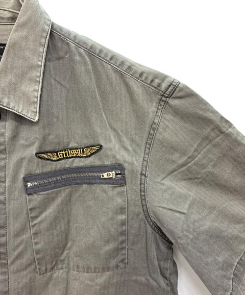 stussy（ステューシー）stussy (ステューシー) ロゴワッペンワークシャツ カーキ サイズ:Lの古着・服飾アイテム