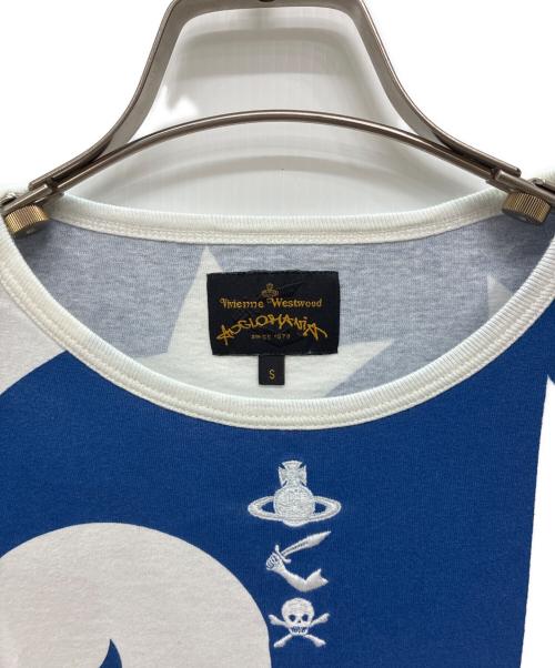Vivienne Westwood ANGLOMANIA（ヴィヴィアンウエストウッドアングロマニア）VIVIENNE WESTWOOD ANGLOMANIA (ヴィヴィアンウエストウッドアングロマニア) オールオーバープリント 半袖Tシャツ ブルー×ホワイト サイズ:Sの古着・服飾アイテム