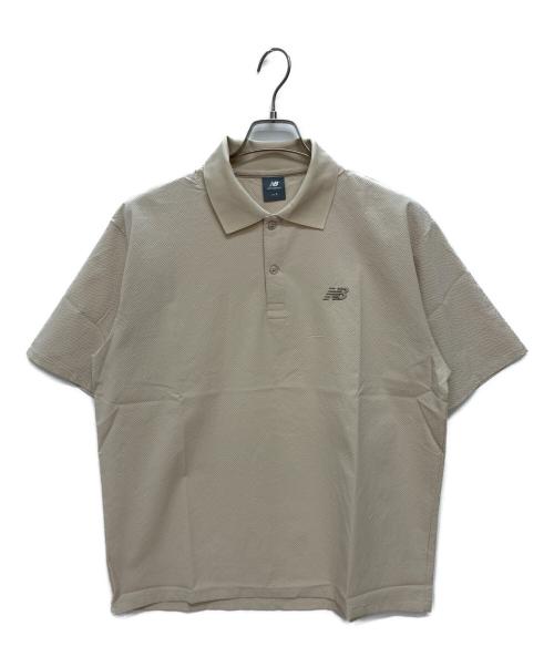 NEW BALANCE（ニューバランス）NEW BALANCE (ニューバランス) シアサッカーポロシャツ ベージュ サイズ:Lの古着・服飾アイテム