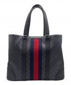GUCCIグッチ）の古着「GGスプリーム シェリーライン トートバッグ」｜ネイビー×ブラック