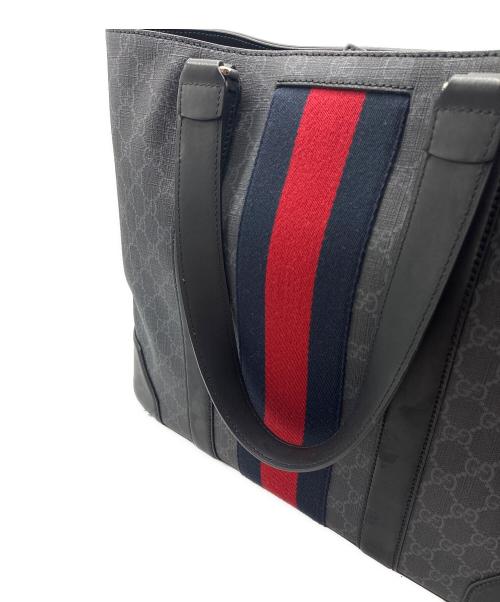GUCCI（グッチ）GUCCI (グッチ) GGスプリーム シェリーライン トートバッグ ネイビー×ブラックの古着・服飾アイテム