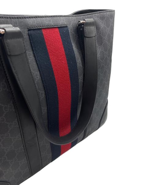 GUCCI（グッチ）GUCCI (グッチ) GGスプリーム シェリーライン トートバッグ ネイビー×ブラックの古着・服飾アイテム