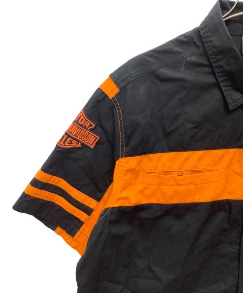 HARLEY-DAVIDSON（ハーレーダビッドソン）HARLEY-DAVIDSON (ハーレーダビッドソン) 半袖シャツ　120周年記念ワークシャツ ブラック×オレンジ サイズ:XLの古着・服飾アイテム