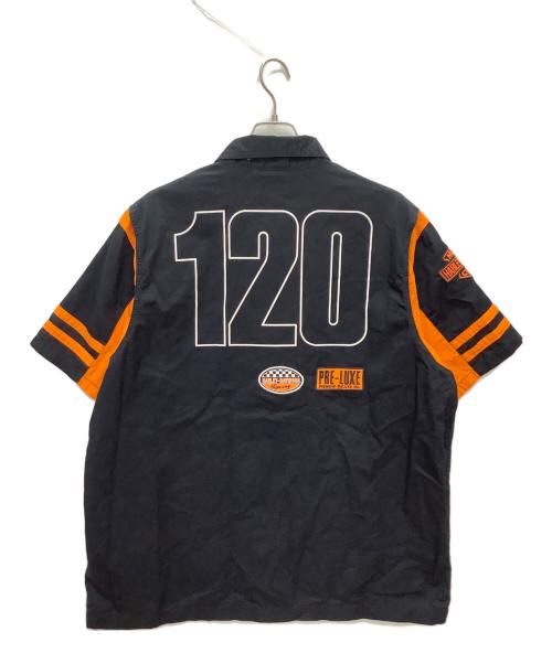 HARLEY-DAVIDSON（ハーレーダビッドソン）HARLEY-DAVIDSON (ハーレーダビッドソン) 半袖シャツ　120周年記念ワークシャツ ブラック×オレンジ サイズ:XLの古着・服飾アイテム
