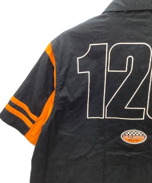 HARLEY-DAVIDSON（ハーレーダビッドソン）HARLEY-DAVIDSON (ハーレーダビッドソン) 半袖シャツ　120周年記念ワークシャツ ブラック×オレンジ サイズ:XLの古着・服飾アイテム