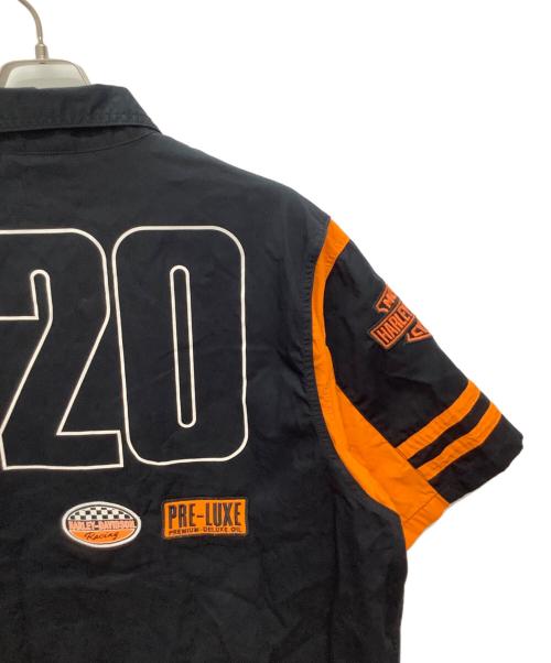 HARLEY-DAVIDSON（ハーレーダビッドソン）HARLEY-DAVIDSON (ハーレーダビッドソン) 半袖シャツ　120周年記念ワークシャツ ブラック×オレンジ サイズ:XLの古着・服飾アイテム