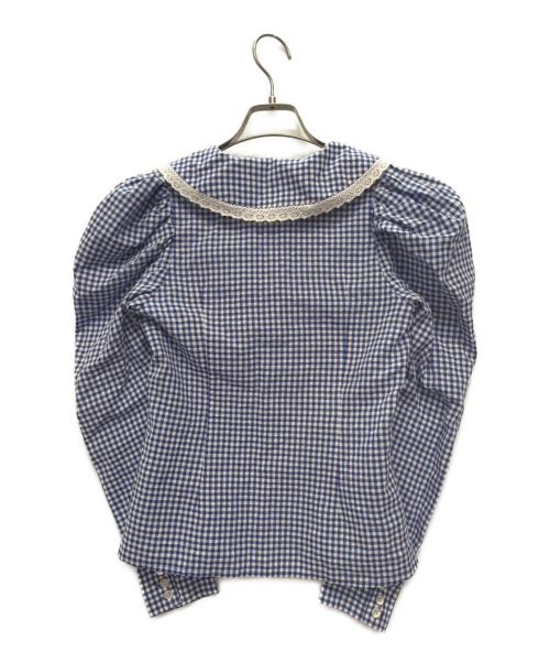 shrimps（シュリンプス）SHRIMPS (シュリンプス) 長袖ブラウス ホワイト×ブルー サイズ:6の古着・服飾アイテム