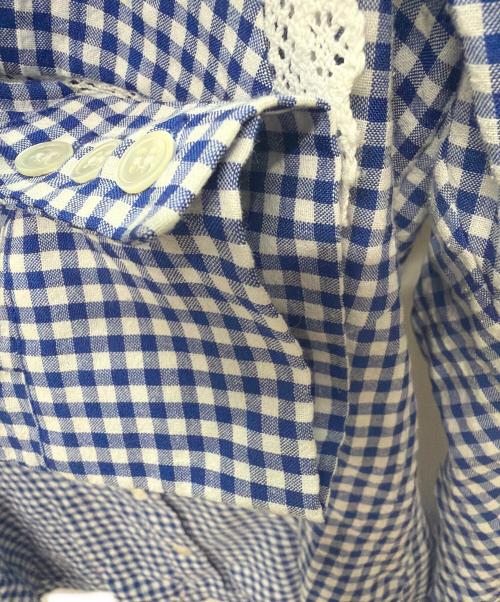 shrimps（シュリンプス）SHRIMPS (シュリンプス) 長袖ブラウス ホワイト×ブルー サイズ:6の古着・服飾アイテム