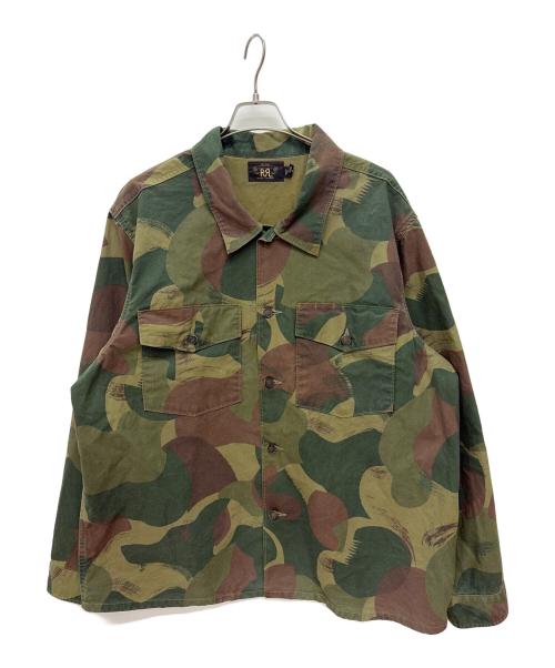 RRL（ダブルアールエル）RRL (ダブルアールエル) カモポプリンオーバーシャツ グリーン×ブラウン サイズ:XXLの古着・服飾アイテム