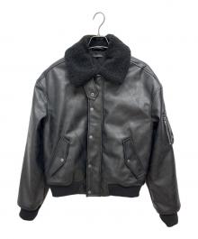 ZARA（ザラ）の古着「フェイクレザーボアジャケット」｜ブラック