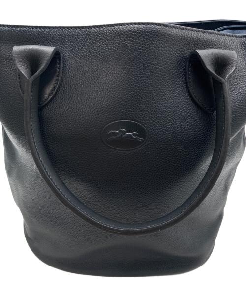 LONGCHAMP（ロンシャン）LONGCHAMP (ロンシャン) レザートートバッグ ネイビーの古着・服飾アイテム